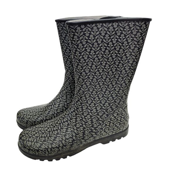 Sperry Top-Sider Womens 11 Rainboots Rubber Blue Anchors Waterproof Outdoors - Picture 2 of 11